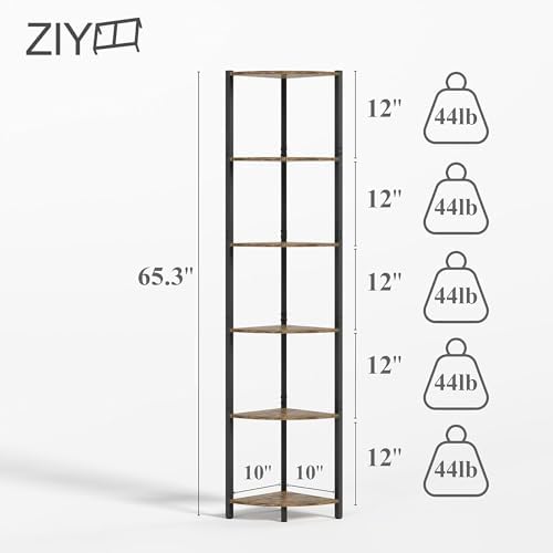 ZIYOO 6 Tier Corner Shelf with LED Light