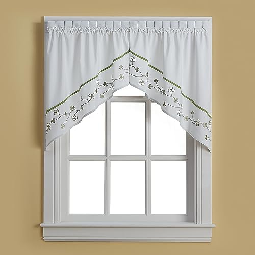 CHF Clover Kitchen Curtains Swag Pair Green