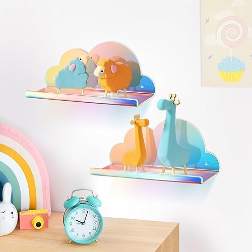 NiHome Iridescent Acrylic Floating Shelves 2 Pack