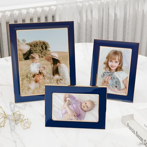 8x10 Enamel Picture Frame with Gold Edge and Easel
