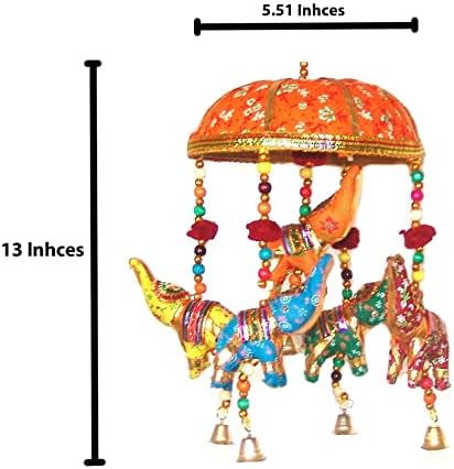 Rastogi Handicrafts Elephant Orange Hanging Ornament