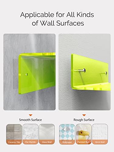 Neon Green Floating Shelf Set of 2 with Cable Clips