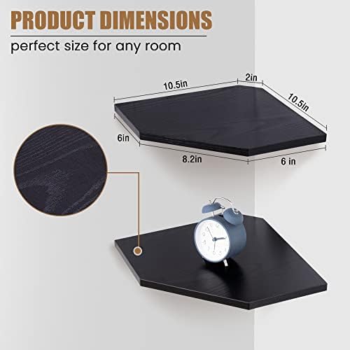 Set of 4 Classic Black Floating Corner Shelves