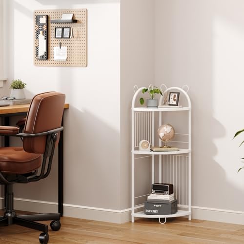 CICUFY 3 Tier Metal Corner Shelf Bathroom Organizer with Guardrails