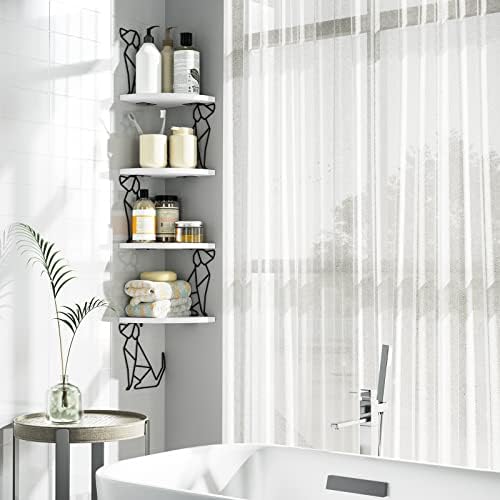 Alsonerbay White Corner Shelf Wall Mount 4 Tier