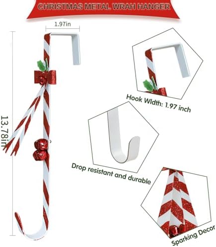 2 Pack Candy Cane Wreath Hangers for Front Door