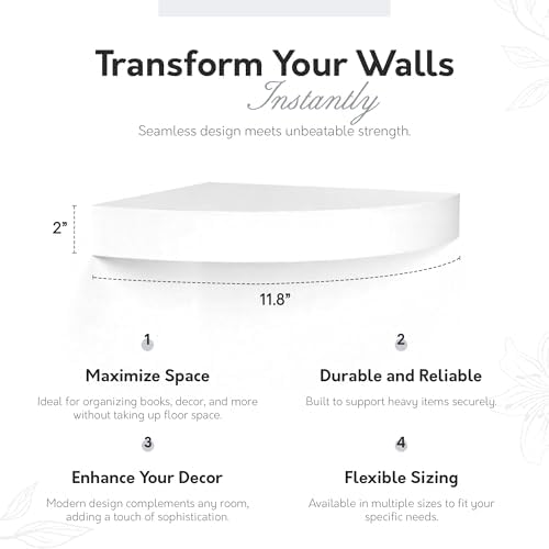 InPlace Shelving 118-Inch Wide Floating Corner Wall Shelf White