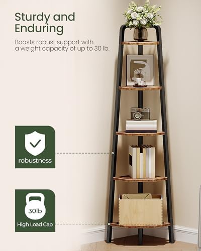 CHOEZON 5-Tier Corner Shelf 596 Tall Metal Ladder Bookshelf