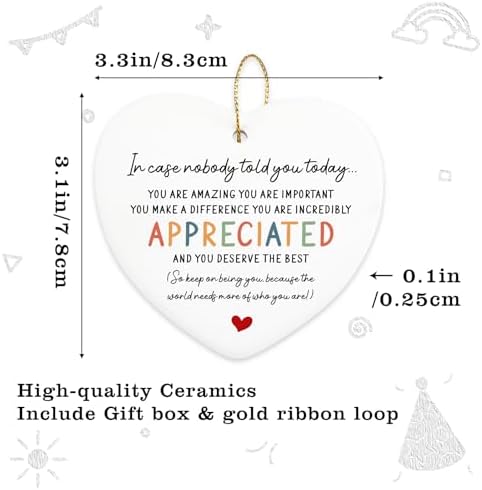 Inspirational Hanging Ornament for Women You Are Amazing Ceramic Heart Keepsake