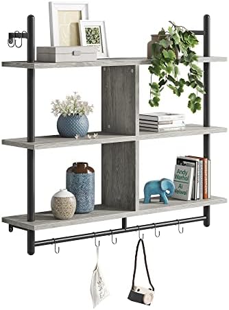 Bestier 415 Inch Floating Pipe Shelving 3 Tier Ladder Shelf