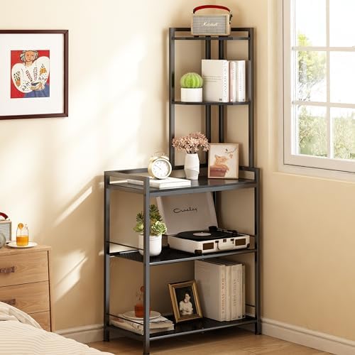 GILLAS 5 Tier Corner Shelf Stand - Black