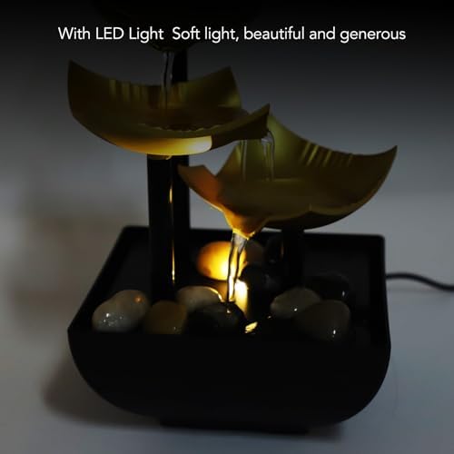 3 Tier Desktop Fountain with LED Light and Stones