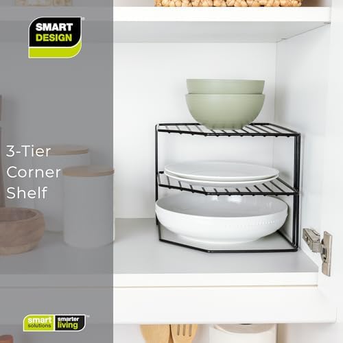 3-Tier Kitchen Corner Shelf Rack - Steel Frame - Black