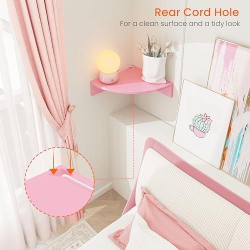 Homode Pink Corner Floating Shelves Set of 3
