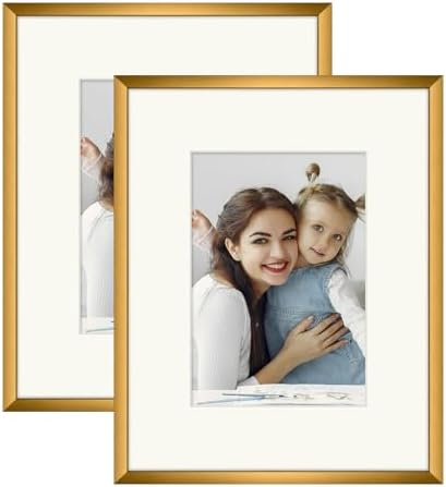 Golden State Art 8x10 Aluminum Frame with Real Glass and Ivory Mat