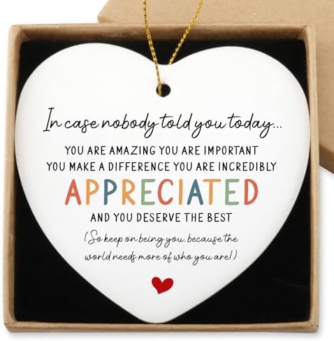 Inspirational Hanging Ornament for Women You Are Amazing Ceramic Heart Keepsake
