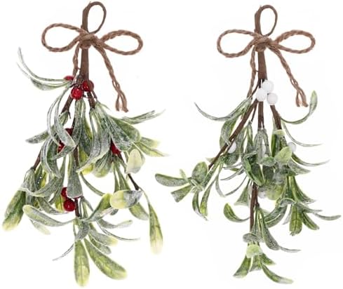 2 PCS Artificial Mistletoe Hanging Decor for Christmas