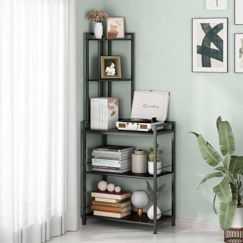 GILLAS 5 Tier Corner Shelf Stand - Black