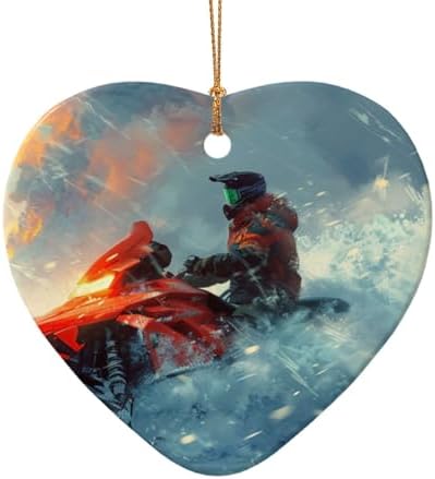 Yilequan Snowmobile Ceramic Christmas Tree Ornament