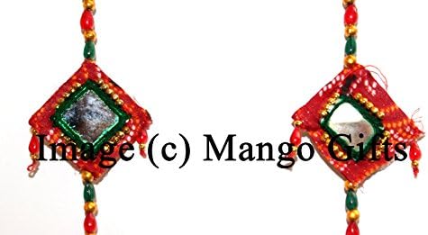 Indian Handmade Mobile String Door Hanging Mirror Work Ornaments Pair