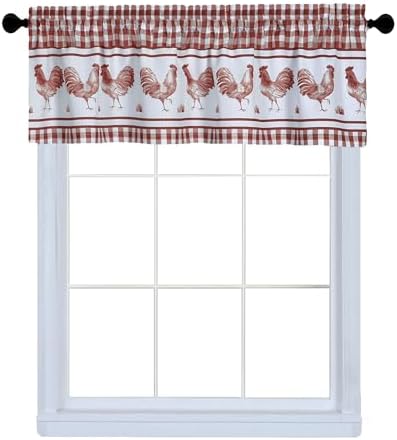 ACHIM Barnyard Valance Curtains 58x14 Burgundy