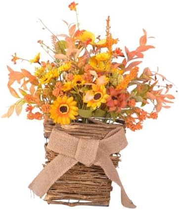 Wooden Wreath Hanger with Silk Flowers for Front Door