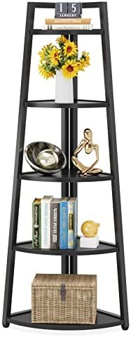 Tribesigns 70 Inch Tall Corner Shelf Black