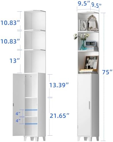 MOHOPE 748 Tall Corner Cabinet with 5-Tier Shelves