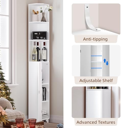 MOHOPE 748 Tall Corner Cabinet with 5-Tier Shelves