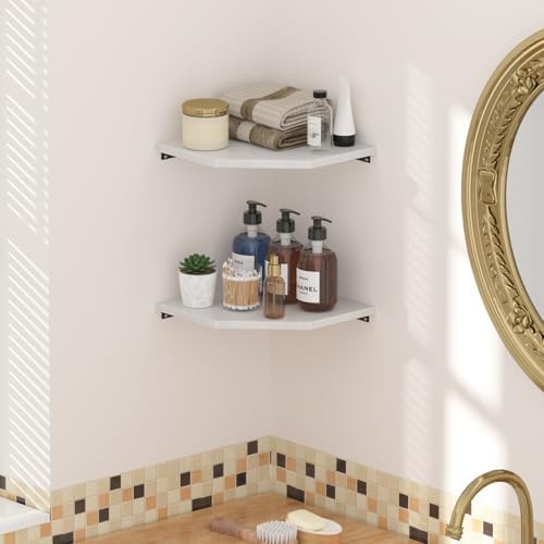 JJL Corner Shelf Wall Mounted 2 Tier 133 Inch Deep