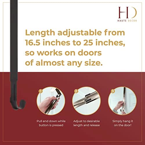 Haute Decor 2-Pack Adjustable Wreath Hanger Hook - Matte Black