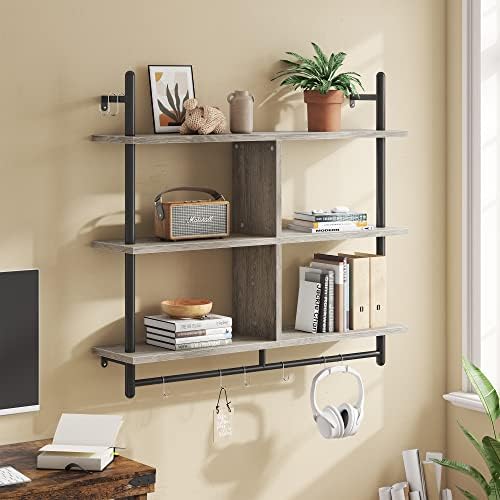 Bestier 415 Inch Floating Pipe Shelving 3 Tier Ladder Shelf