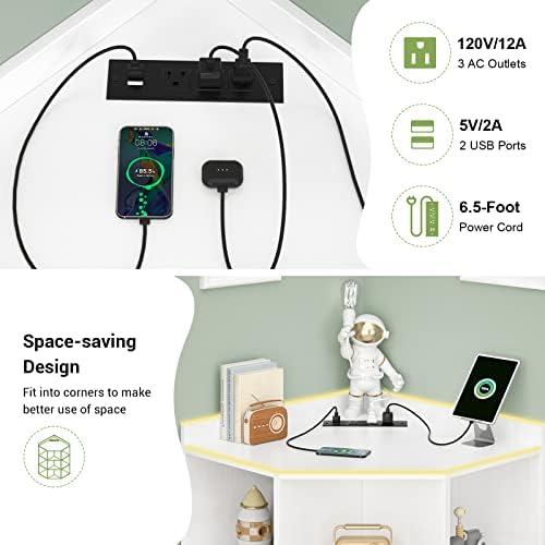 Aheaplus Corner Cabinet with USB and Outlets