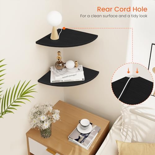 Homode Corner Floating Shelves 2 Tier Black