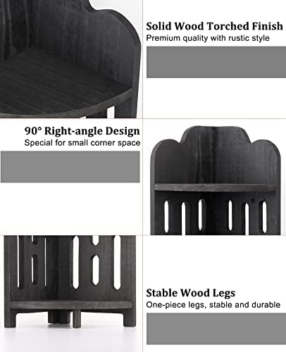 Meangood 3 Tier Solid Wood Corner Shelf Stand