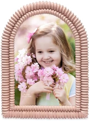 Isaac Jacobs 4x6 Matte Blush Arch Photo Frame with Black Fabric Easel
