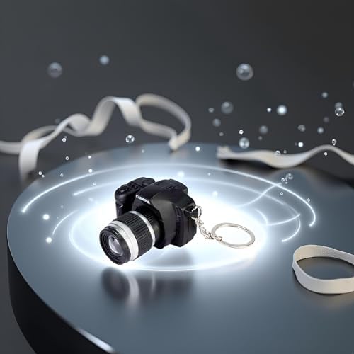 Black Camera LED Keychain with Sound