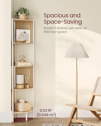 VASAGLE 5-Tier Corner Shelf Stand Oak Beige