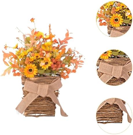 Wooden Wreath Hanger with Silk Flowers for Front Door