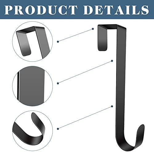 JUGEFORNI 12 Inch Black Door Wreath Hanger