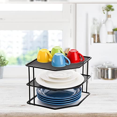 Yarlung 3-Tier Cabinet Corner Shelf Black Metal Organizer
