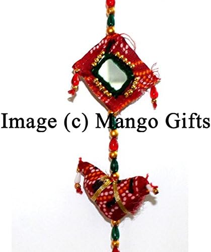 Indian Handmade Mobile String Door Hanging Mirror Work Ornaments Pair
