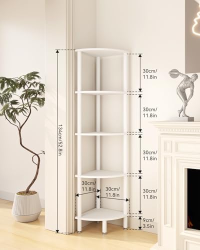 IBUYKE 5 Tier Corner Shelf Stand White