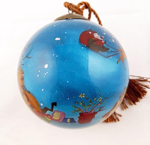 Festive Deer Traditional Inside-Painted Glass Artwork