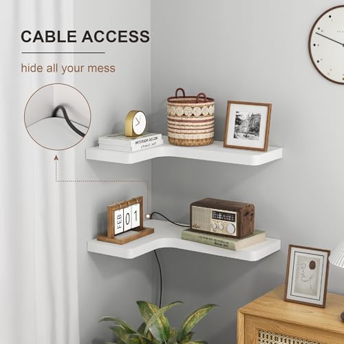 Fuqing Corner Floating Shelves Set of 3 White