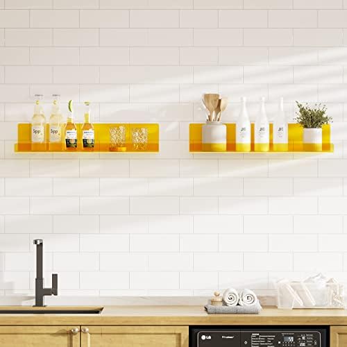RRG 15 Inch Acrylic Floating Shelves 2 Pack Yellow