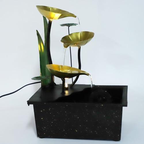 Metal Desk Fountain with Adjustable USB and LED Lights
