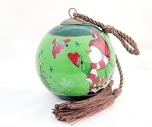 Hand-Painted Glass Snowman Birds Ornament - Unique Artisan Decor