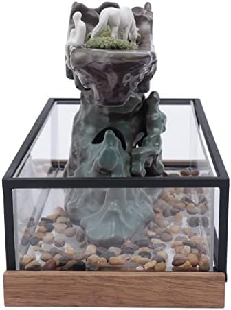 Elegant Tabletop Fountain with LED Lighting and Waterfall