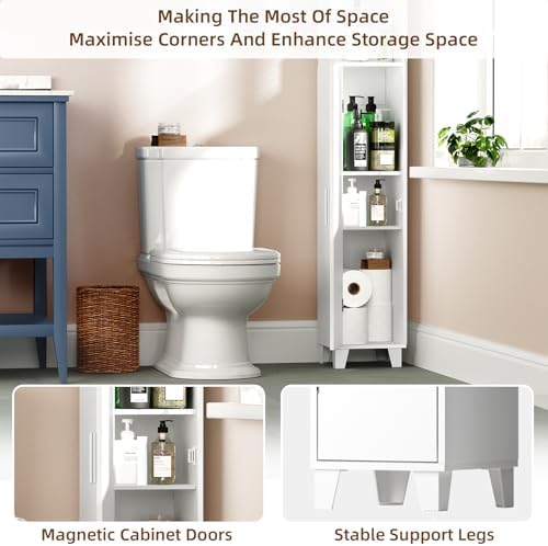 MOHOPE 748 Tall Corner Cabinet with 5-Tier Shelves